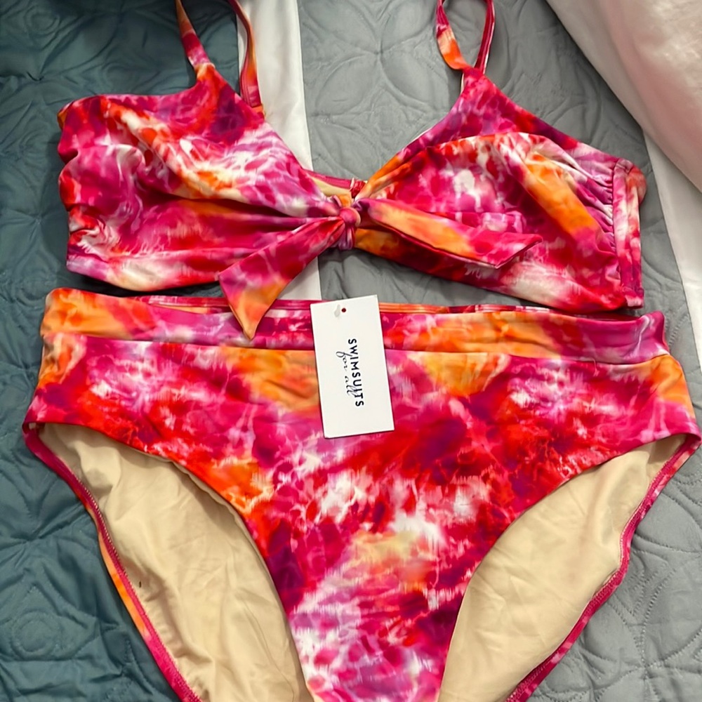 NWT TYE DYE PINK, ORANGE & WHITE BIKINI